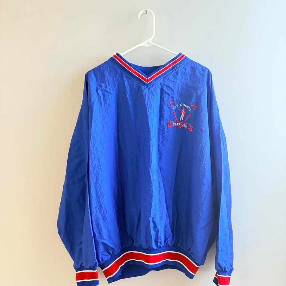Vintage 90s Jay County Patriots V-Neck Pullover Windbreaker! #Retro #streetwear